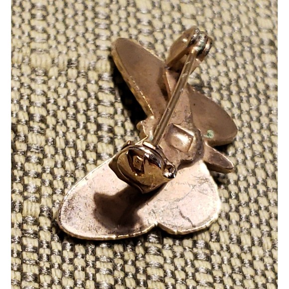 Vtg Unsigned Butterfly In Flight Metal Pin In White, Black, Gold Color Accents - Picture 5 of 9